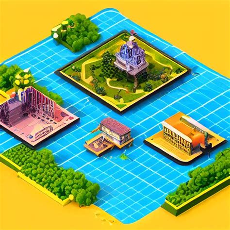 Isometric Game Art Big World View With Grid That Stable Diffusion