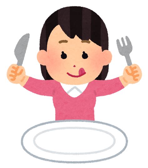 無料イラスト かわいいフリー素材集 食事をする人のイラスト（女性）