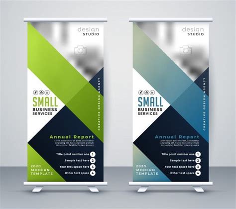 Free Vector Green And Blue Business Rollup Standee Banner Vector