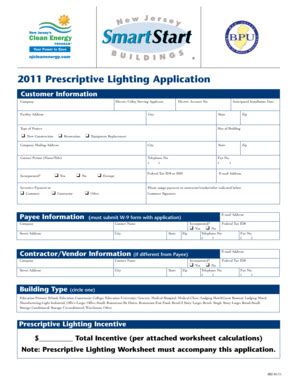 Fillable Online 2011 Prescriptive Lighting Application New Jersey S