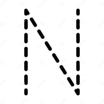 Tracing Alphabet Letter N Prewriting Dotted Line Element for ...