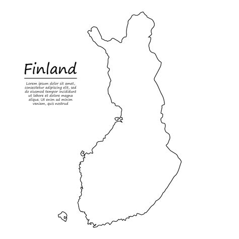 Simple outline map of Finland, in sketch line style 21853206 Vector Art