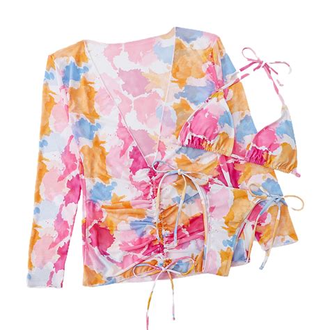 Odeerbi String Bikini With Coverups For Women 3 Pieces Swimsuit Cover Up Set New Transparent