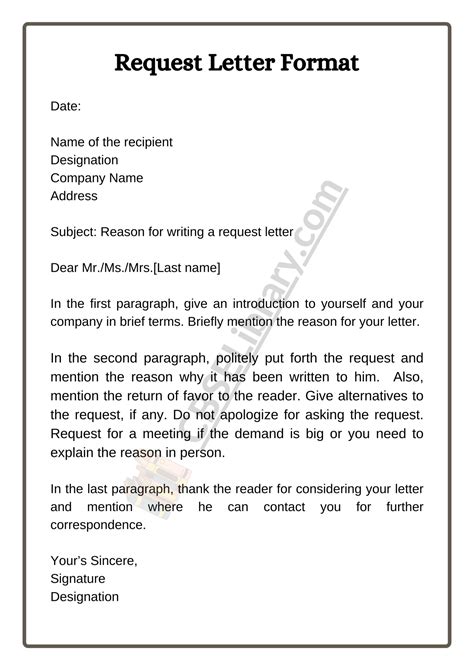 Request Letter Format Template And Samples Request Letter For