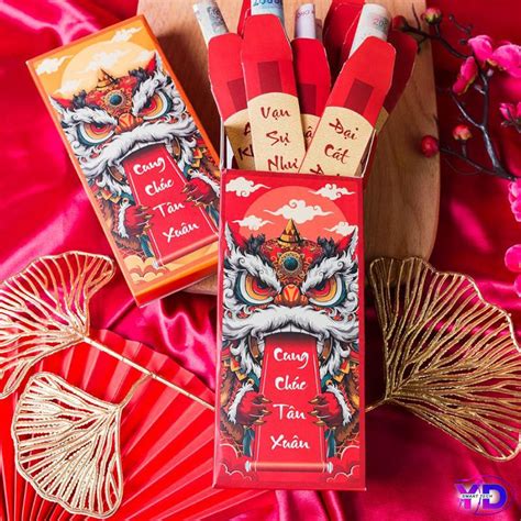Lì Xì Gieo quẻ may mắn đầu năm tết bao lì xì hot trend độc lạ hàng cao cấp có sẵn nhiều