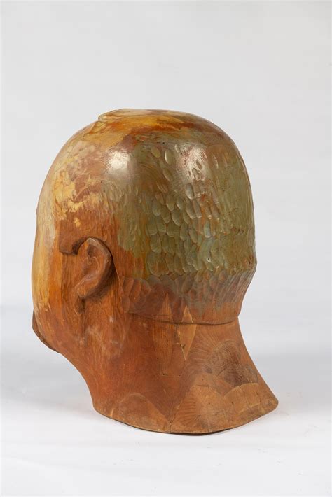 Large Hand Carved Folk Art Sculpture Of Man S Head For Sale At 1stDibs