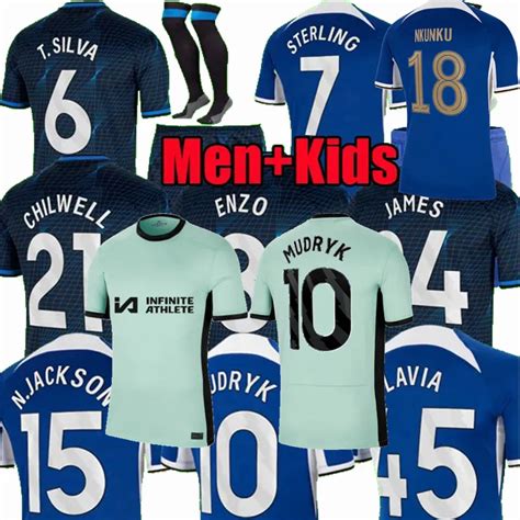 Os Fãs De Jogadores Caicedo Nkunku Mudryk CFC Soccer Jerseys 2023 2024