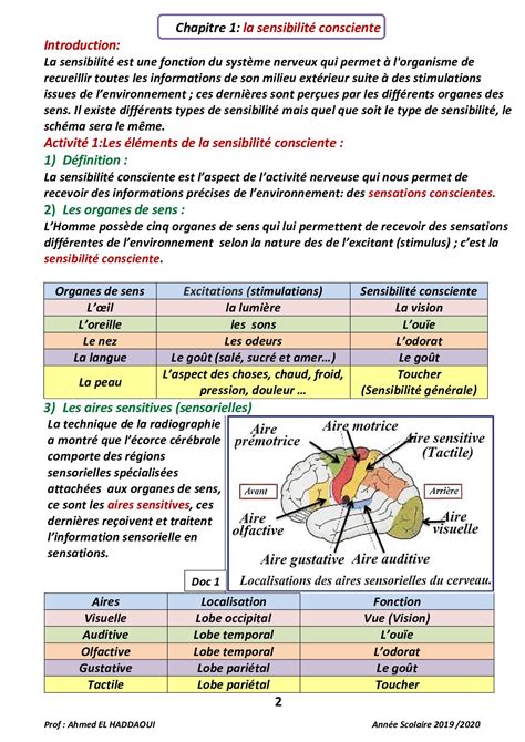 La sensibilité consciente Cours MA AlloSchool