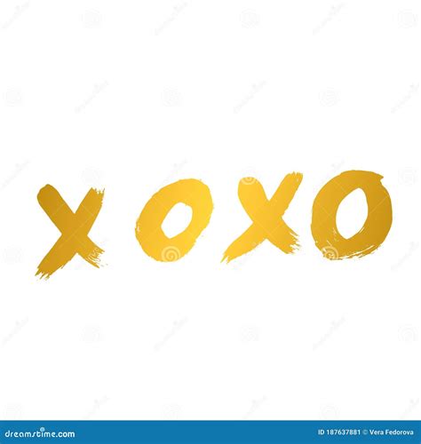 Gold Xoxo Hand Written Phrase Isolated On White Background Hugs And