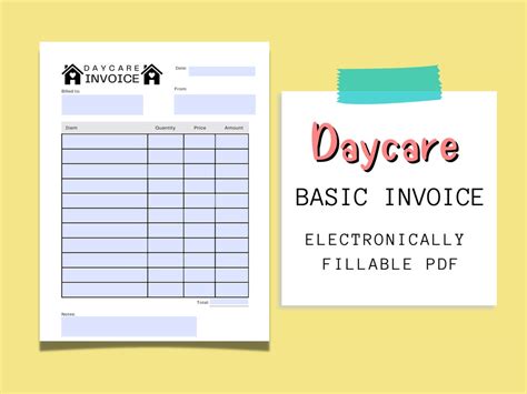 Daycare Invoice Childcare Invoice Fillable Invoice For Daycares Home