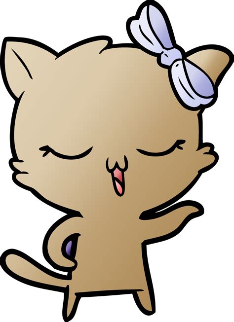 Cartoon Cat With Bow On Head 12427080 Vector Art At Vecteezy