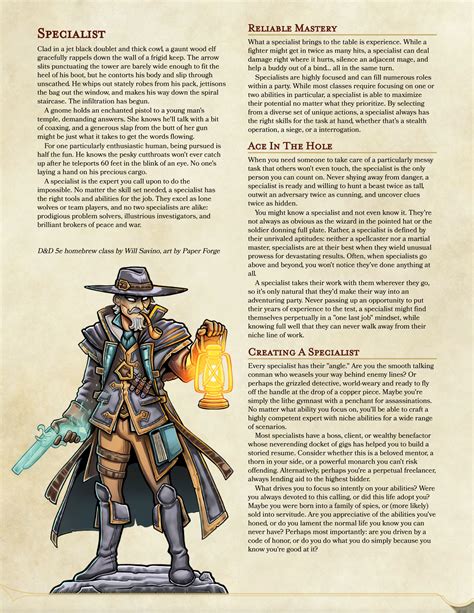 The Specialist Highly Flexible Homebrew Dandd 5e Class Complete With 3 Unique Subclass