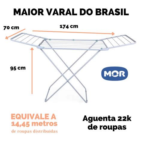 Varal De Ch O Gigante Refor Ado Abas Port Til Para Apartamento Mor