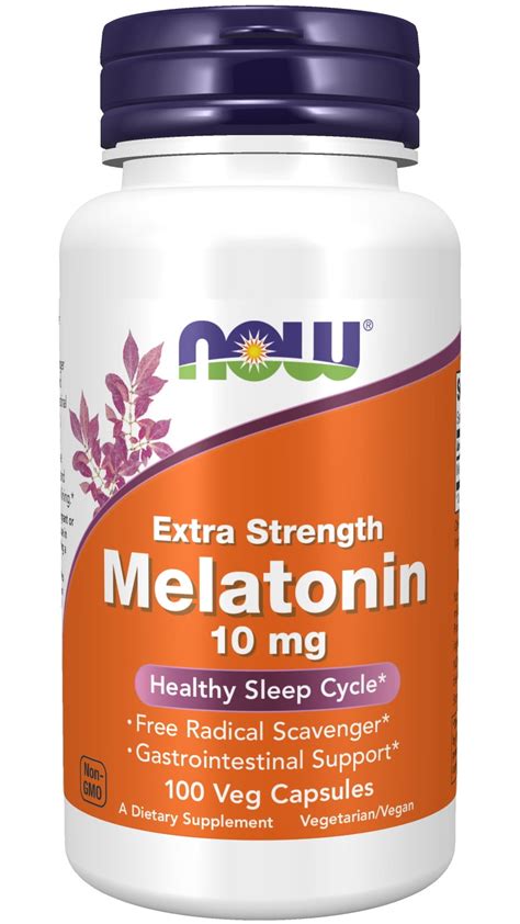 Buy NOW Supplements, Melatonin, Extra Strength 10 mg, Free Radical ...