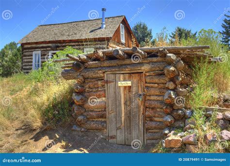 Rustic Old Time Log Cabin And Root Cellar Stock Image Image Of House