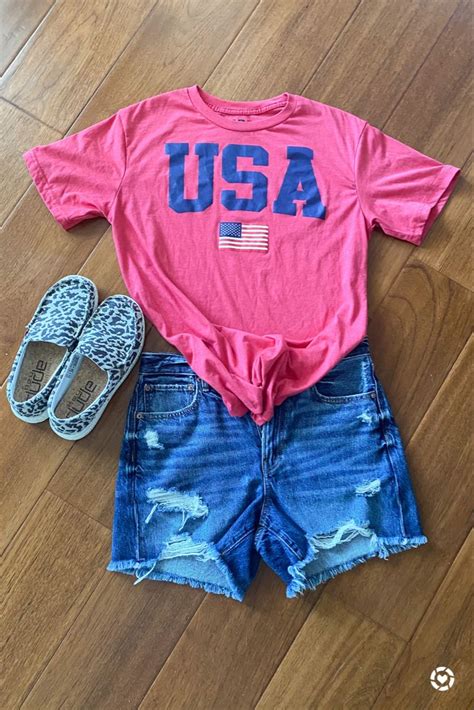 4th Of July Outfit High Waisted Denim Shorts Hey Dude Shoes High Waisted Shorts Denim Mom