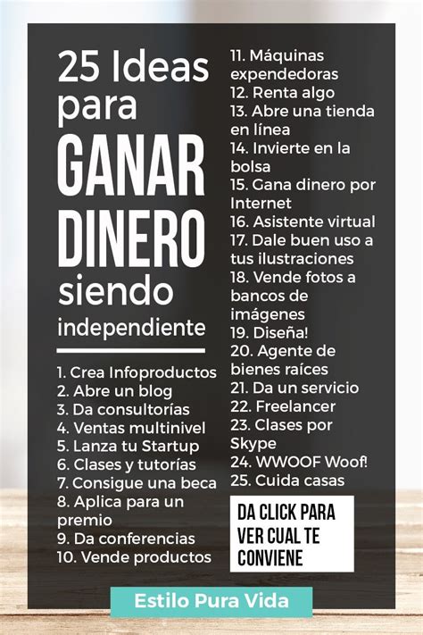 25 Ideas Para Ganar Dinero Siendo Independiente