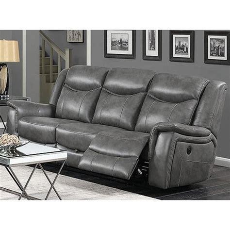 Gray Faux Leather Sofa Baci Living Room