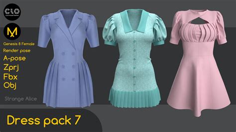 Artstation Dress Pack 7 Clo3d Marvelous Designer Projects Game