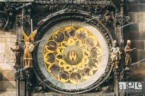 Prague Astronomical Clock At Old Town City Hall From 1410 Is The Third