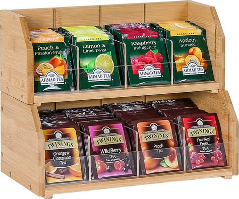 Bamboo Tea Bag Organizer 3 Tier Tea Bag Holder Storage Organizer Stackable Tea