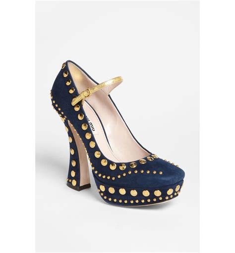 Miu Miu Studded Mary Jane Pump Nordstrom