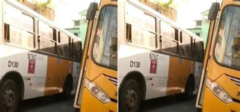 Acidente entre ônibus e microônibus deixa duas pessoas feridas em