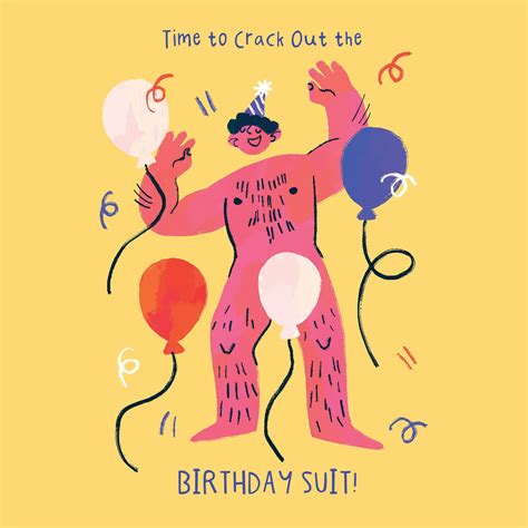 Birthday Suit Naked Man Birthday Confetti Exploding Greetings Card Boomf