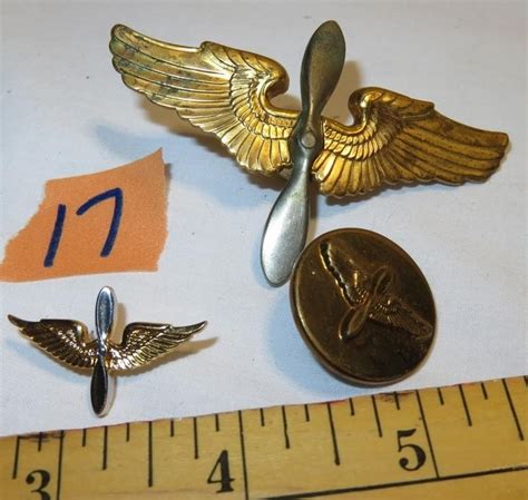 Wwii Era Us Army Air Corps Hat Badge Collar Pin Live And Online