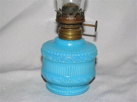 Antique S Blue Milk Glass Miniature Oil Lamp S Light Blue Milk