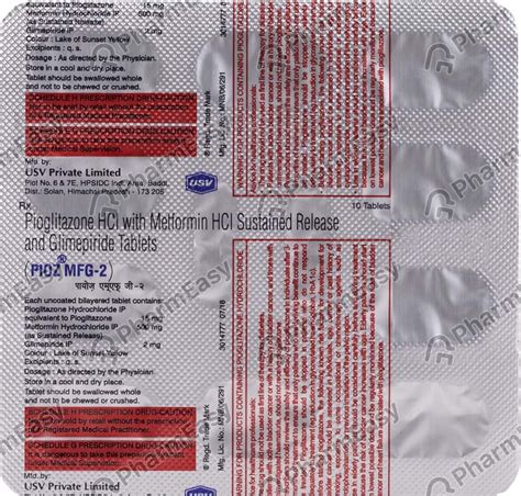 Pioz Mf G 2mg Strip Of 10 Tablets Uses Side Effects Price And Dosage