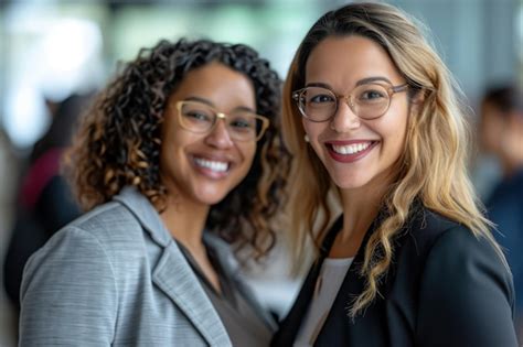 Premium Photo Two Women Smiling Together