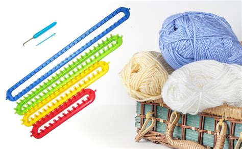 Katech 4 Pcs Rectangle Knitting Looms Different Sizes Colorful Plastic