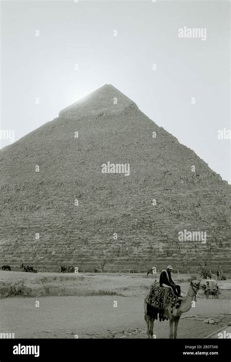 Black And White Travel Photography - Pyramid of Khafre at the Pyramids of Giza Cairo in Egypt in ...