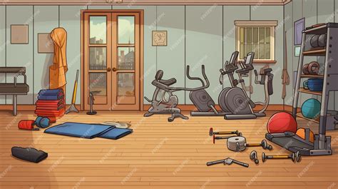 Premium Photo | A cartoon image of a gym with gym equipment