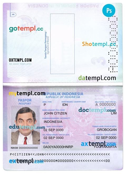 Indonesia Passport Template In Psd Format Present