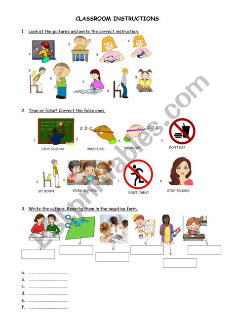 Classroom Instructions Esl Worksheet By Julianadaniele1