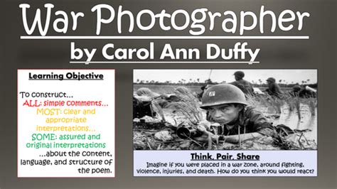 War Photographer - Carol Ann Duffy by TandLGuru - Teaching Resources - Tes