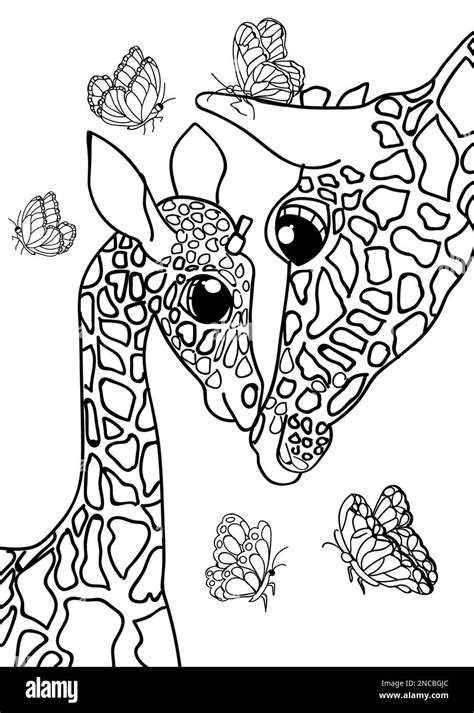 Giraffes In Love Drawing