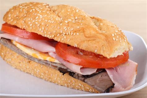 Ham and Roast Beef Sandwich Stock Image - Image of cheese, bread: 15856963