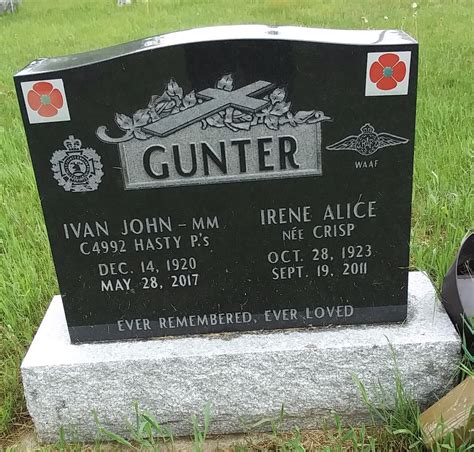 Tombstone Ivan Irene Gunter St Andrew S United Cemetery Coe Hill