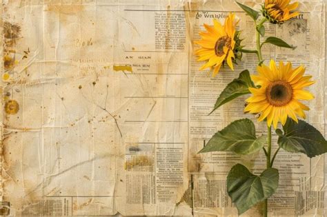 Van Gogh Sunflowers Ephemera Border Backgrounds Plant Paper Premium