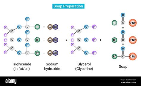 Preparación del jabón Representación atómica de la reacción de
