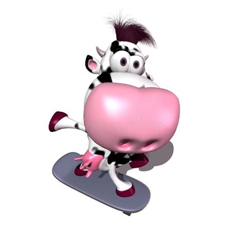 Cow On A Skateboard Stock Illustration Illustration Of Skate 3775389