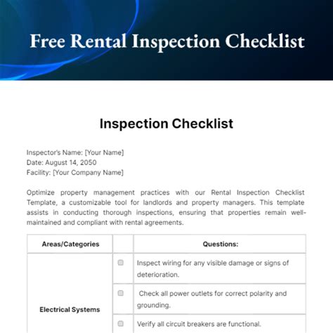 Free Rental Inspection Checklist Template Edit Online And Download