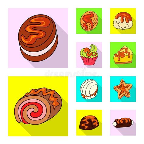 Vector Illustration Of Confectionery And Culinary Sign Set Of