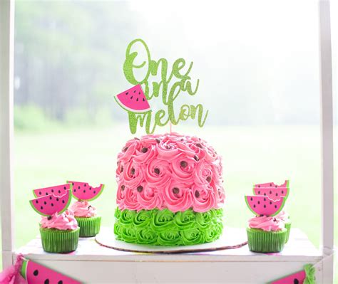 One In A Melon First Birthday One In A Melon Cake Topper Watermelon Birthday Watermelon