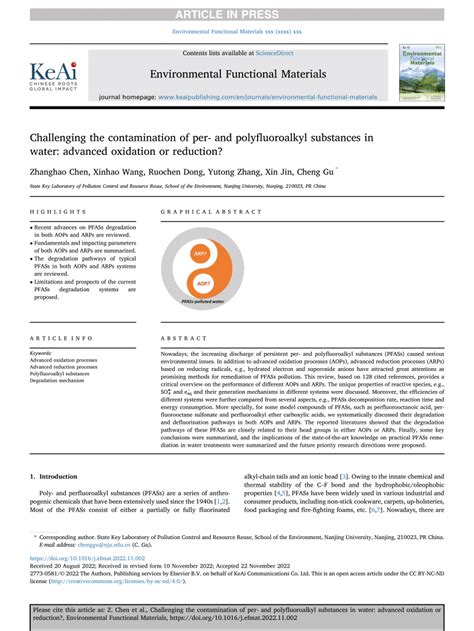 (PDF) Challenging the contamination of per- and polyfluoroalkyl ...