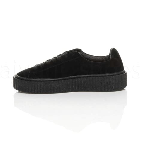 Womens Ladies Platform Flatform Wedge Chunky Lace Up Trainers Creepers