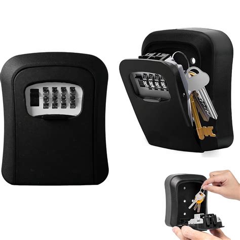 Key Lock Box, 4 Digit Combination Wall Mount Key Storage Lock Box for Outdoor & Indoor 5 Keys ...